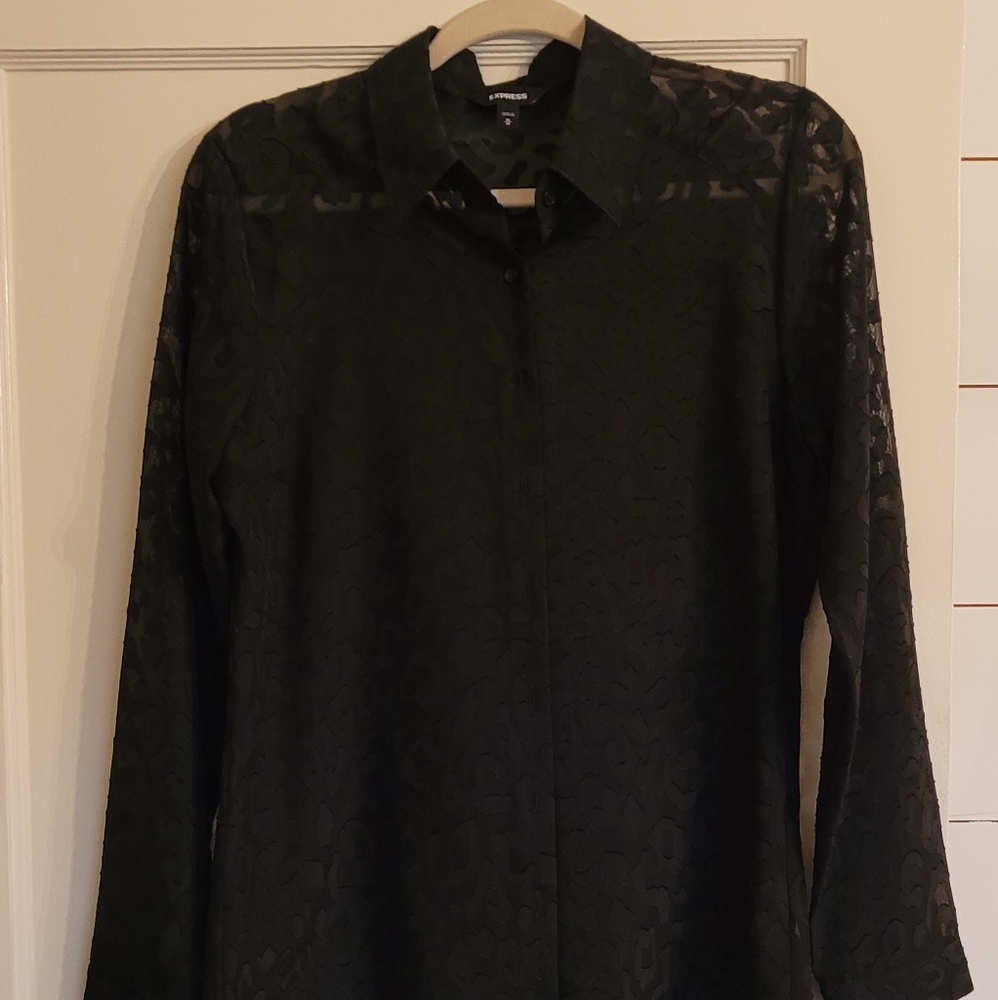 Express sheer leopard shirt